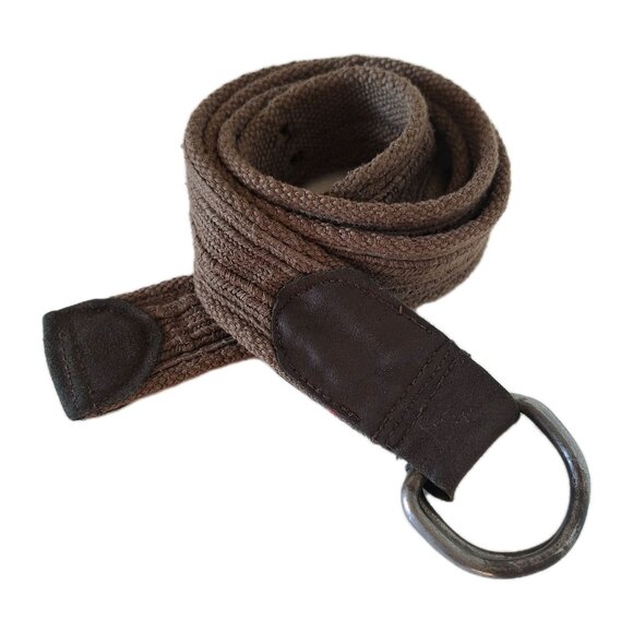 GREEN WOVEN BELT WITH LEATHER - Picture 2 of 7